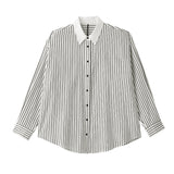 French Collider-Striped Striped Clip Casual Shirt Women's Design Sensational Velvet Long-Sleeved Top