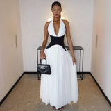 2025 Autumn New Fashion Women's Clothing Body Decoration Long Dress Sleeveless Hanging Neck Waist Dress