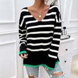 Dili Casual Holiday Wind Bumps Striped Long-Sleeved Sweater Women's Clothing 2025 Spring And Summer