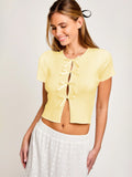 Ebay Burst Y2K Sexy Hottie Bow Decorated Hollow T-Shirt High-End Short Top