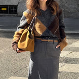 Dili Leisure Holiday Fashion Color Long-Sleeved Wool Knitting Sweater Women's 2025 Autumn And Winter