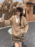 Korean New Autumn And Winter Wearing Wool Knit Sweater Jacket Cardigan Loose Thin Silk Scarf Design Top Woman