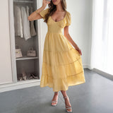 Dili Leisure Holiday Bubble Sleeve Dress Women's Dress 2025 Summer