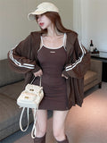 Spice Girls Suit Women's Autumn Dress With A Complete Set Of High-End Pure Lust Wind Sling Bag Hip Skirt Jacket Two Sets