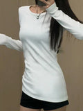 Covered Ass Long-Sleeved T-Shirted Women's Spring And Autumn Winter Plus Velvet Body To Close The Lazy Wind Inside To Keep Warm Tops