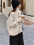 Early Autumn Knitted Shirt Coat Women's Spring And Autumn Loose Lazy High Sense 2025 New Top Retro Sweater Thick