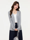 Grey Thin Long-Sleeved Knitted Jersey Coat Winter New Bottom With High-End Temperament Mid-Long Top Lady