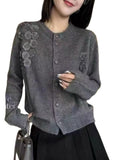Station 2025 Autumn New Sweater Coat Heavy Industrial Three-Dimensional Flowers Single Buckle Loose Soft Knitted Open Shirt