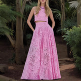 Women's Casual Fashion Sleeveless Pocket Dress Dress Two-Piece Suit Women