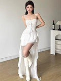 French Lotus Edge Irregular Sling Dress Fairy Spring Temperament Pure Wind Seaside Beach Skirt