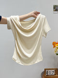Korean Hottie Collar Collar Collar Collar Collar Collar Collared Short-Sleeved T-Shirt Girl Summer New Body Design Pure Lustful Blouse