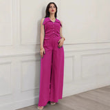 2025 Summer New Women's Solid Color Top Sleeveless Waist Two Sets Of Casual Trousers Set