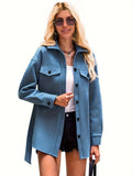 New Solid Shirt Collar Belt Loose Coat Coat Woman