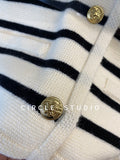 Ocean Design Sense Classic Striped Cardigan Small Fragrant Outside Wearing A Short Knitted Jacket 2025 Early Autumn New