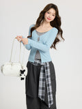 Gentle Style Temperament Fake Two Long Sleeves With T-Shirts 2026 Spring Design Slimming Bottom Shirt Top