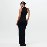 Women's Clothing Autumn 2025 New Fashion Solid Color Round Neckless Strapped To Body And Hip Dress Woman