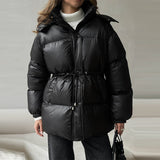 Autumn And Winter Explosion Warm Hooded Repair Rope Thick Cotton Coat 2025 Women's New