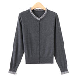 Grey Sweater Coat Lady Autumn Lazy High-Grade Feeling To Reduce The Age Of Thin Wood Ear Knitted Shirt Top