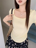 Litao Pure Purple Folding Collar Short-Sleeved T-Shirt Girl Summer 2026 New Small Design Temperament Blouse