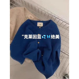 Round Collar Top Soft Glutinous Gold Buckle Knitted Cardigan Women's Autumn And Winter New Korean Gentle Raspberry Powder Sweater Coat