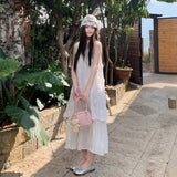 Pink Three-Dimensional Flower Sleeveless Vest Dress Sanya Seaside Holiday Dress Temperament Fake Two Dresses Women's Summer