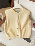 French White Folded Vest Open Shirt Sweater Women Early Autumn Slim Loose Knitted Vest Knitted Vest On The Shoulder