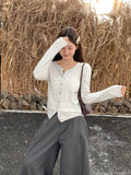 Round Collar Long-Sleeved Knitted Cardigan Women 2026 Autumn New Small Fragrant Wind Loose Thin Outer Coat