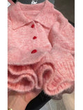 Korean Pink Polo Sweater Coat Women's Autumn And Winter 2025 New Gentle Soft Glutinous Age Reduction Knitted Open Shirt