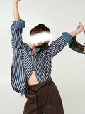 Design-Sense Shirt Denimed Stitched Cotton Stripes Loose And Fashionable Casual Shirt For Women