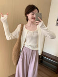 Gentle Hoodie With Two Sets Of 2025 Spring New Sweet Temperament Knitted Cardigan Women's Set