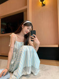 Dopamine Striped Sling Dress Girl Spring And Summer Romantic French Sweet Temperament Super Fairy Dew Back Seaside Holiday Dress