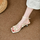 Fairy Wind Pink Tie Women's Shoes 2025 New Bow With Skirt Lady High Heels High Heels High Heel Sandals