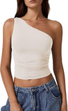 2025 Summer Women's New Sleeveless Shoulder Solid Color Repair Sexy Open-Enavel Vest T-Shirt