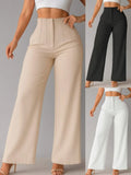 Women's New Casual Style Feeling Solid Broad-Legged Trousers Trousers Trousers Trousers