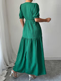 Dili Elegant Temperament Solid Color Short Sleeve Long Skirt Dress Women's 2025 Autumn And Winter