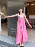 Sanya Travel Wears Pink Dopamine French Sleeveless Suspension Dress Seaside Vacation Vacation
