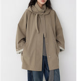 'Createtstone Latte' Removable Hooded Short Windshietold Autumn And Winter Loose Short Coat Southeast Asia