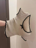 Shoulder T-Shirt Women's Lace Lace Jersey Knitted Short-Sleeved Summer Bottom Tight Hottie Short-Sleeve