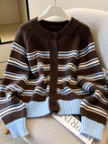 Millard Hit The Striped Knitted Cardigan Outside The Women's Autumn And Winter Wearing Sweaters With Skirts Small Korean Tops
