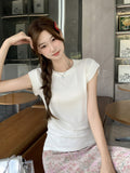 White Simple Casual Round-Neck Short-Sleeved T-Shirt 2026 Summer New Super-Look Beautiful Beautiful Top