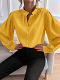 Spring 2025 New Elegant Solid Color Collar Long Sleeve Single-D Row Button Loose Women's Top Shirt Women