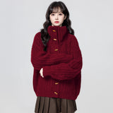 Green Turtleneck Sweater Coat Women's Autumn And Winter 2025 Winter New Warm And Thick Collar Knitted Cardigan Top