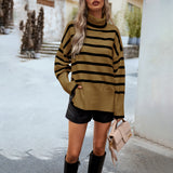 Dili Striped Turtleneck Sweater Woman 2025 Autumn/Winter Knitted Top