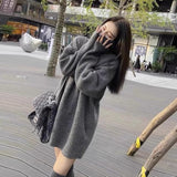 2025 Mid-Year Long-Collared Sweater Woman Covered Her Ass Autumn And Winter Piled Loose Lazy Wind Thick Bottom Shirt