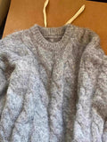 High-Grade Gray Raccoon Velvet Cuff Lace Buds Sweater Women's Autumn And Winter Loose Lazy Thick Inside Cloth