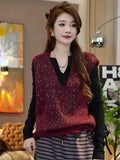 European Goods Lint Sleeveless Knitted Vest Women 2025 Autumn And Winter New Folding High-End Horse Clip Top Tide