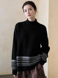 High Sense Of The Fair Island Wind Half-High Collar Long-Sleeved Knitted Shirt Women's Autumn And Winter New Fashionable Loose Warm Soft Glutinous Sweater