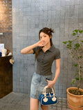 Korean Academy Wind Polo Collar Short-Sleeved T-Shirt 2026 Spring And Summer New Shoulder Thin Beauty Top