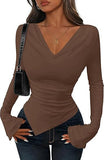 2025 Long-Sleeved Women Early Autumn New Asymmetrical Sexy Slimming Stack Collar Blouse Spring
