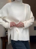 Lazy Half-High Collar White Sweater Women's Autumn And Winter 2025 New Thick Coat Inside The Bottom Of The Knitted Shirt Top